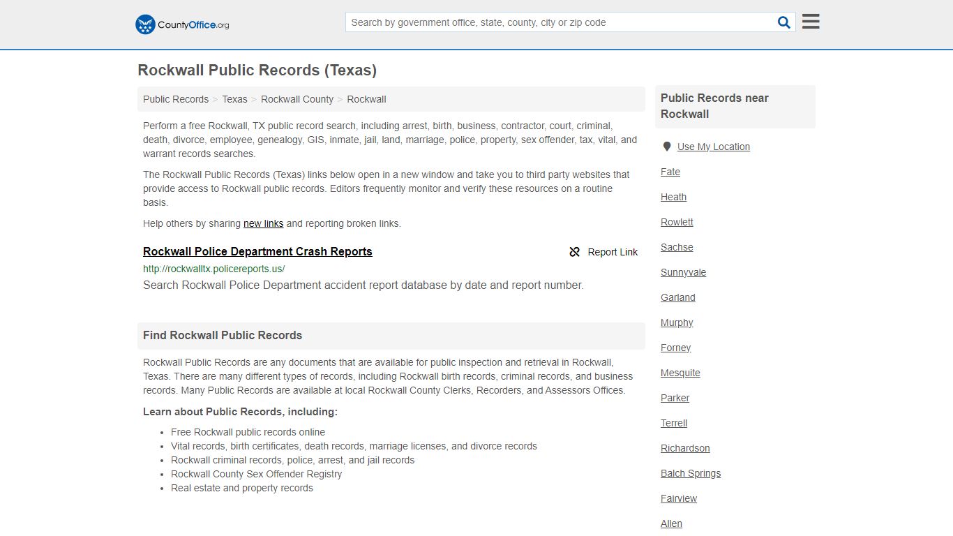 Public Records - Rockwall, TX (Business, Criminal, GIS, Property ...