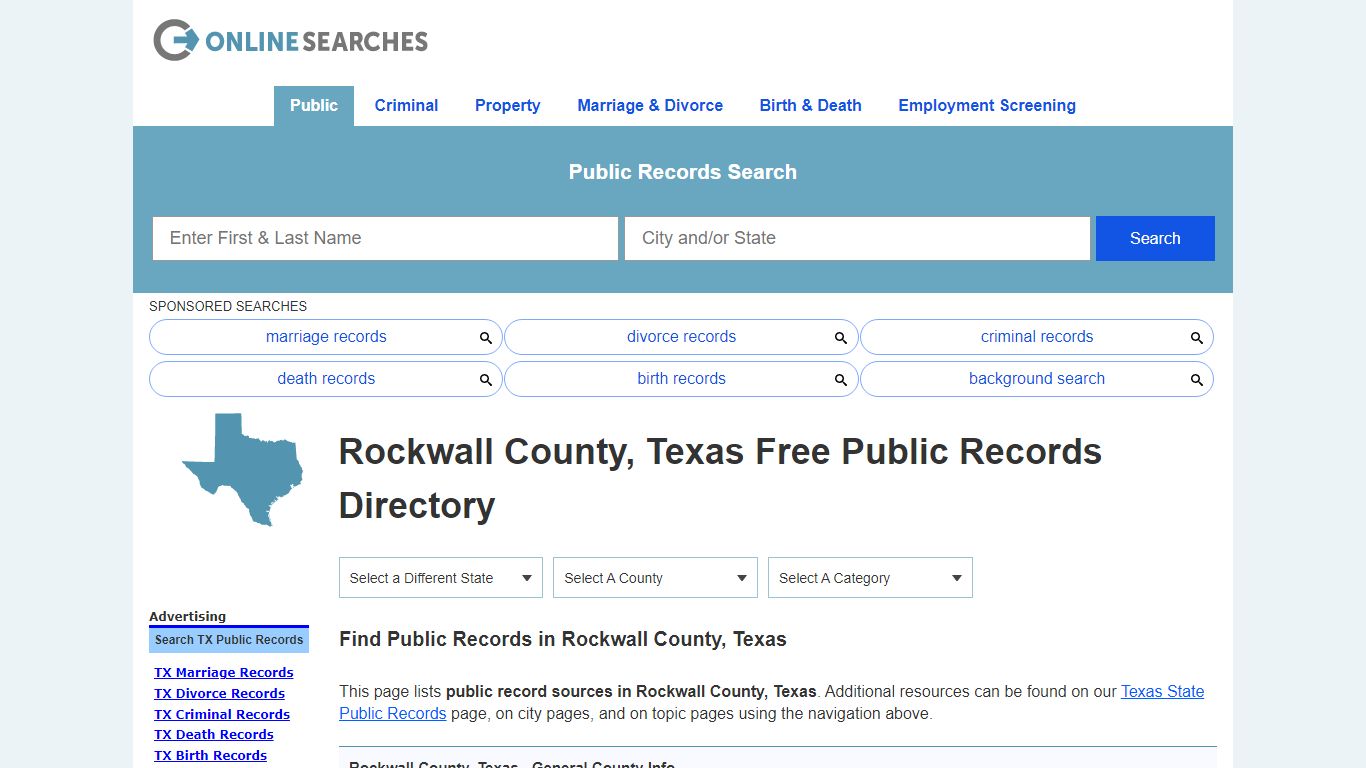 Rockwall County, Texas Public Records Directory - OnlineSearches.com